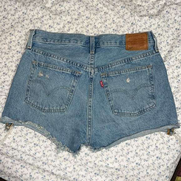 Levi's Blue Distressed Jean Shorts - Picture 2 of 5